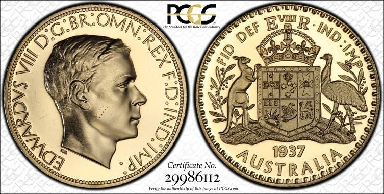 "1937" Australia Edward VIII Gilt Piedfort Medal PCGS PR66 CAM Lot#GV2031 Gem BU