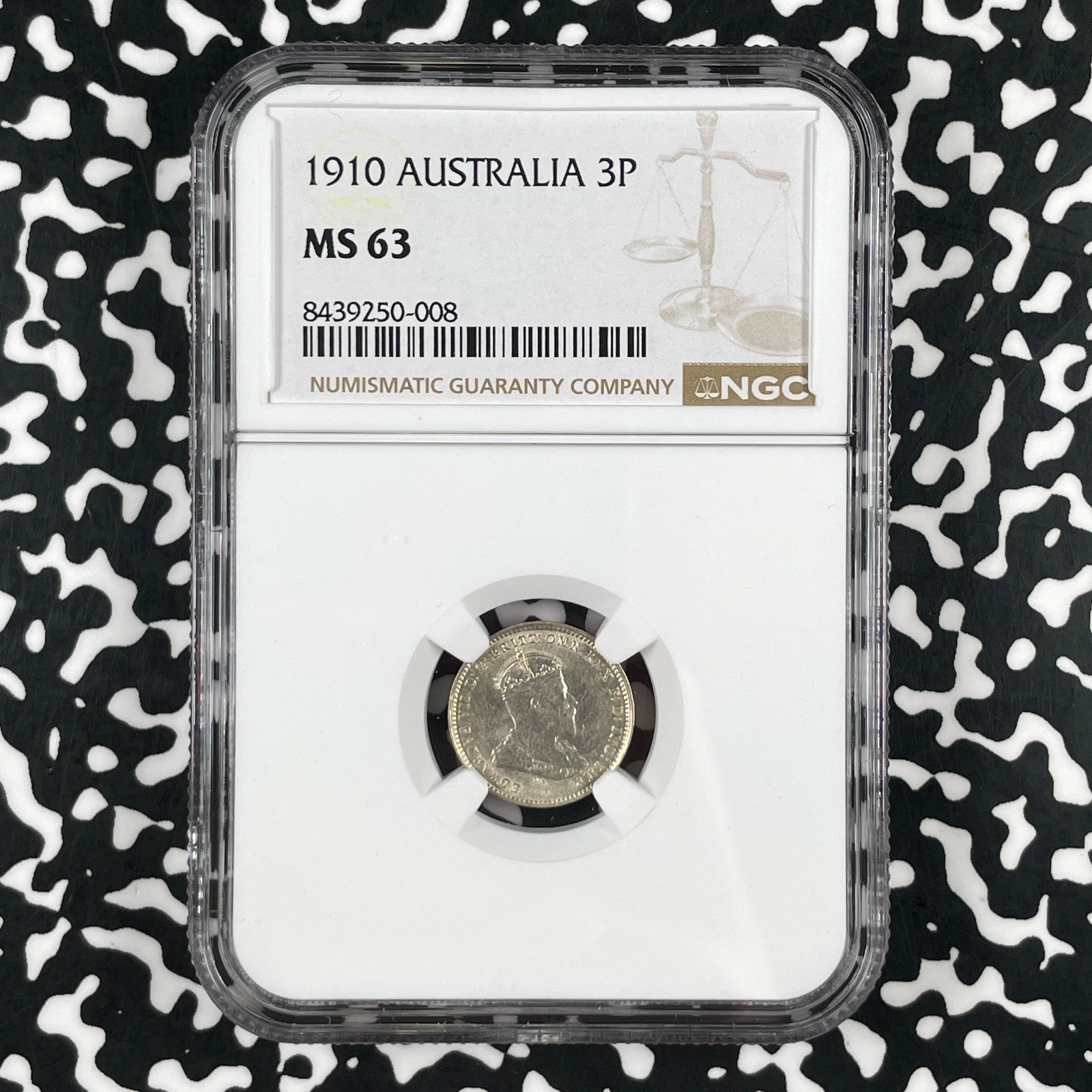 1910 Australia 3 Pence NGC MS63 Lot#G3356 Silver! Choice UNC!