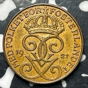 1921 Sweden 1 Ore (9 Available) (1 Coin Only) High Grade! Beautiful!