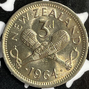 1964 New Zealand 3 Pence Threepence Lot#D8173 High Grade! Beautiful!