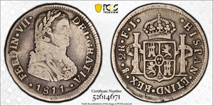 1811-So FJ Chile 2 Reales PCGS F12 Lot#G710 Silver! Very Scarce! Calico-941