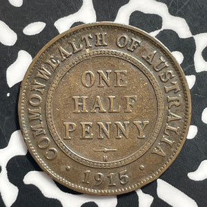 1915-H Australia 1/2 Penny Half Penny Lot#T1541 Better Date