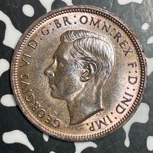 1944 Great Britain 1/2 Penny Half Penny Lot#T2900 High Grade! Beautiful!