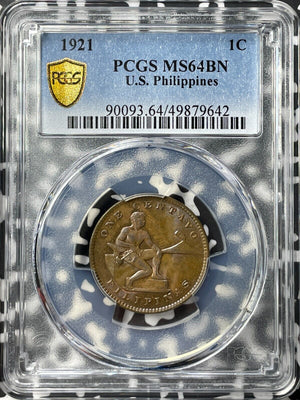 1921 U.S. Philippines 1 Centavo PCGS MS64BN Lot#G8340 Beautiful Toning!