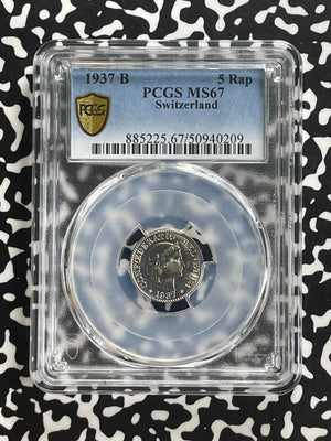 1937-B Switzerland 5 Rappen PCGS MS67 Lot#WG1 Gem BU!