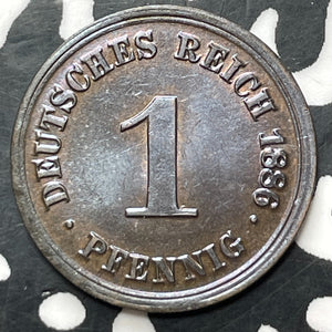 1886-D Germany 1 Pfennig Lot#JM8979 High Grade! Beautiful! Better Date