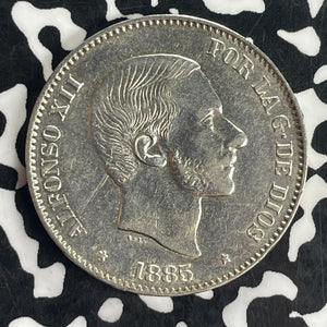 1885 Spanish Philippines 50 Cent Lot#T8357 Silver Coin!