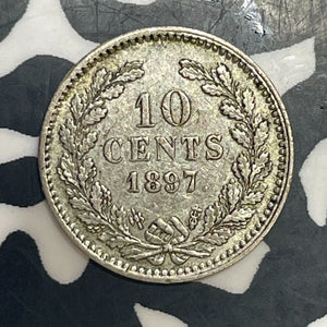 1897 Netherlands 10 Cents Lot#T6404 Silver! Nice!
