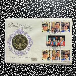 1981 Guernsey Royal Wedding 25 Pence Proof & FDC Set Lot#B2811 Silver! KM#36a