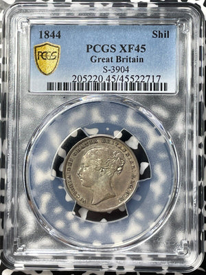 1844 Great Britain Victoria 1 Shilling PCGS XF45 Lot#G8758 Silver! S-3904