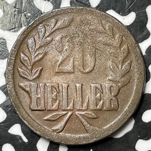 1916-T German East Africa 20 Heller Lot#D7316 Nice!