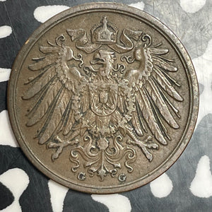 1913-G Germany 2 Pfennig Lot#T3450 Key Date!