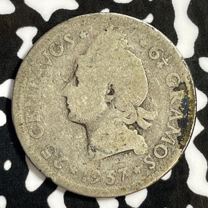 1937 Dominican Republic 25 Centavos Lot#E3686 Silver!