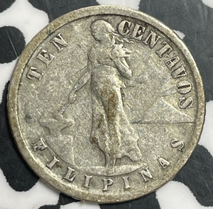 1911-S U.S. Philippines 10 Centavos Lot#T2647 Silver!