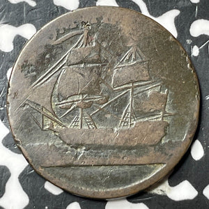 1781 Canada/ U.S. North America Ship 1/2 Half Penny Token Lot#JM7941