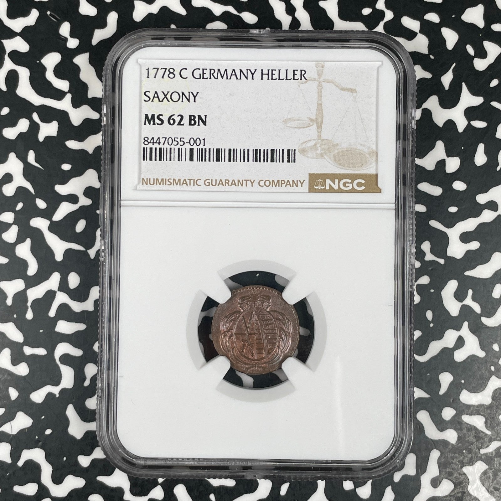 1778 Germany Saxony 1 Heller NGC MS62BN Lot#G3553 Nice UNC!