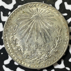 1933 Mexico 1 Peso Lot#E4998 Silver! High Grade! Beautiful!