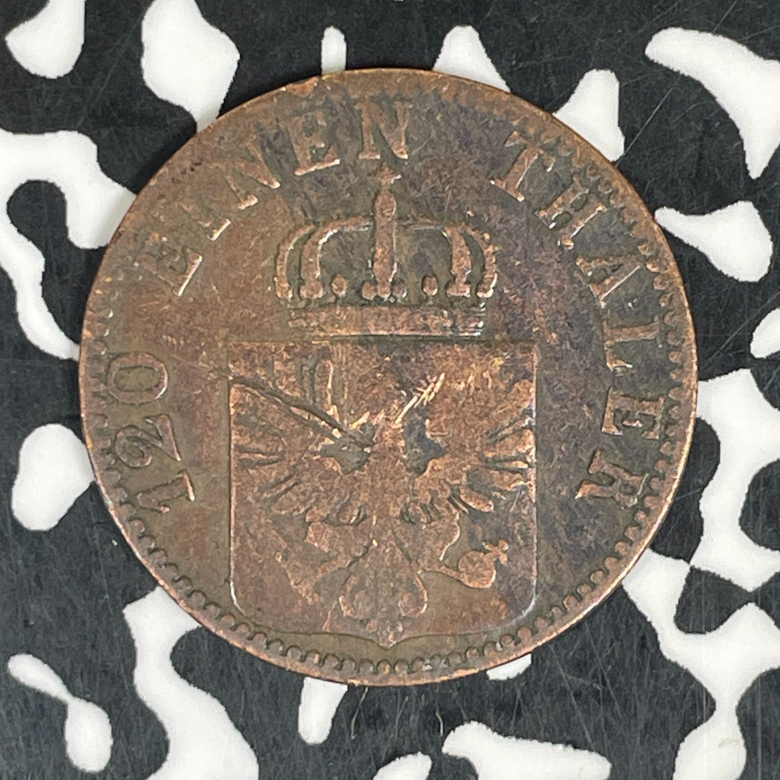 1865-A Germany Prussia 3 Pfennig Lot#C6102 Old Cleaning