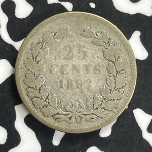 1892 Netherlands 25 Cents Lot#T9788 Silver!