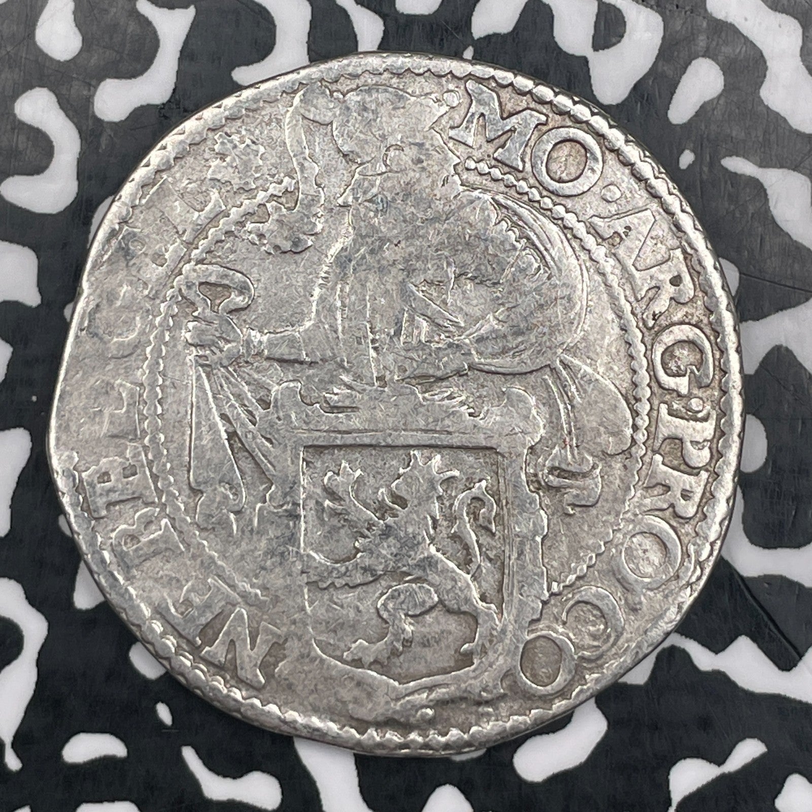 1643 Netherlands Gelderland 1 Leeuwendaalder Lot#JM2044 Silver! Old Cleaning