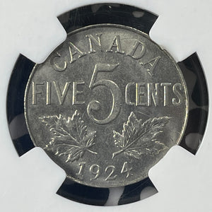1924 Canada 5 Cents NGC MS61 Lot#G9873 Nice UNC!