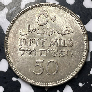 1927 Palestine 50 Mils Lot#JM8387 Silver! High Grade! Beautiful!