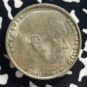 1938-B Germany 2 Mark Lot#T7784 Silver! High Grade! Beautiful!