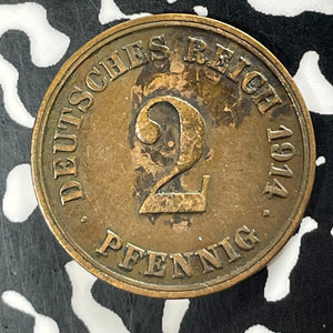 1914-E Germany 2 Pfennig Lot#T4137 Better Date