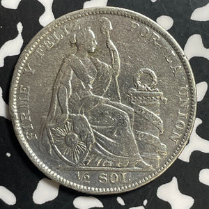 1929 Peru 1/2 Sol Half Sol Lot#T1720 Silver!