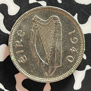1940 Ireland 3 Pence Threepence Lot#T4749 High Grade! Beautiful!