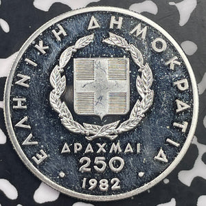 1982 Greece Olympics 250 Drachmai Lot#C1341 Silver! Proof! Shot Put