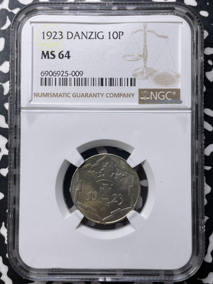 1923 Danzig 10 Pfennig NGC MS64 Lot#G8930 Choice UNC!