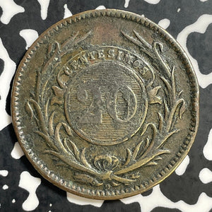 1857-D Uruguay 20 Centesimos Lot#E7364