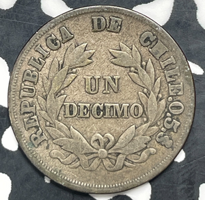 1879-So Chile 1 Decimo Lot#C0266 Silver!