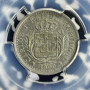 1900 Portugal 100 Reis PCGS AU58 Lot#G926