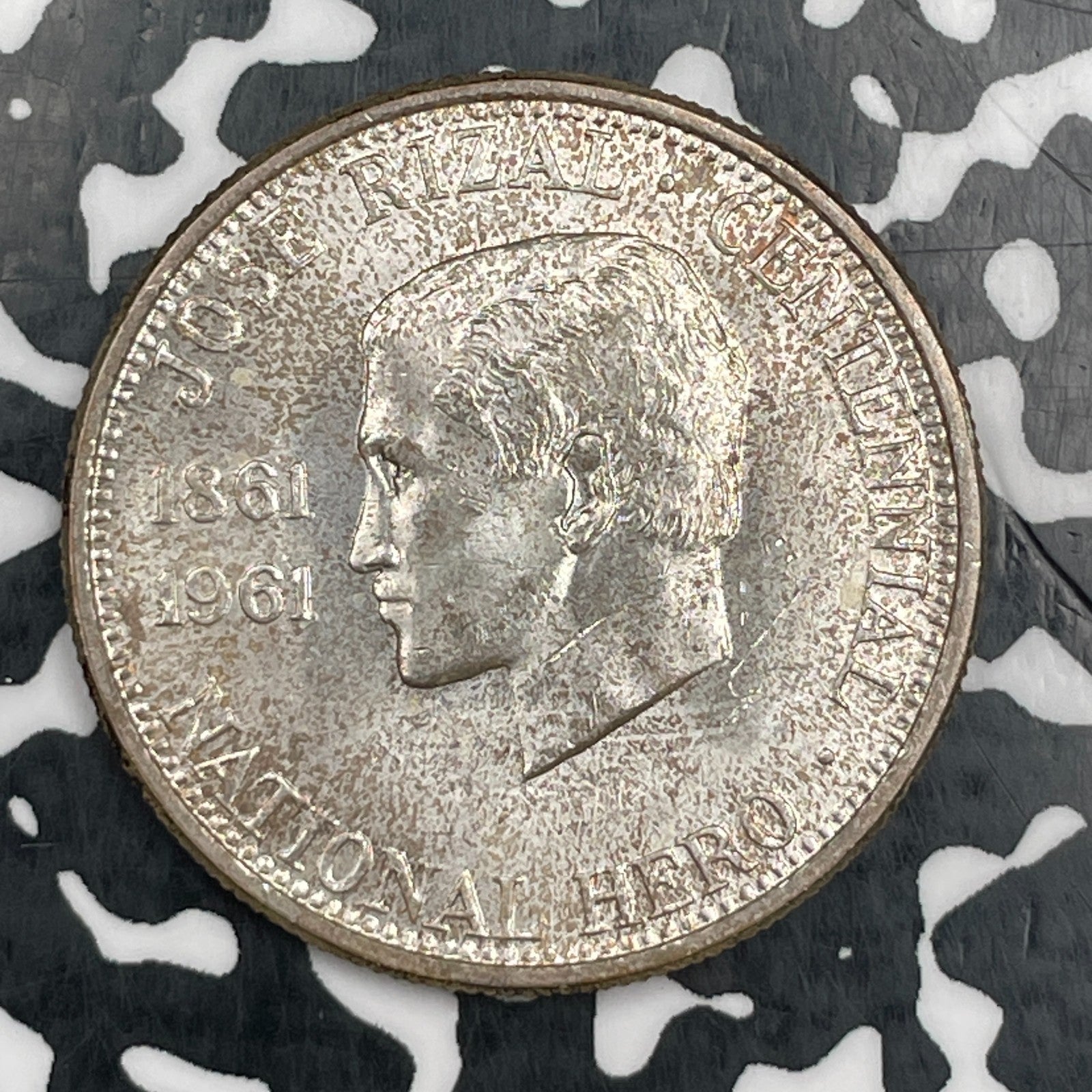 1961 Philippines Jose Rizal 1/2 Peso Lot#N1850 Silver! High Grade! Beautiful!