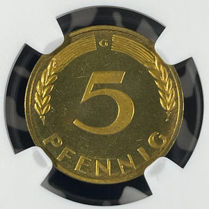 1950-G West Germany 5 Pfennig NGC PR67 Cameo Lot#G9937 Proof! 1,800 Minted