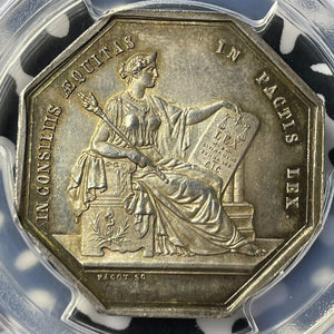 (1860-79) France Notaries Of Angers Jeton PCGS MS62 Lot#G9440 Silver! Nice UNC!