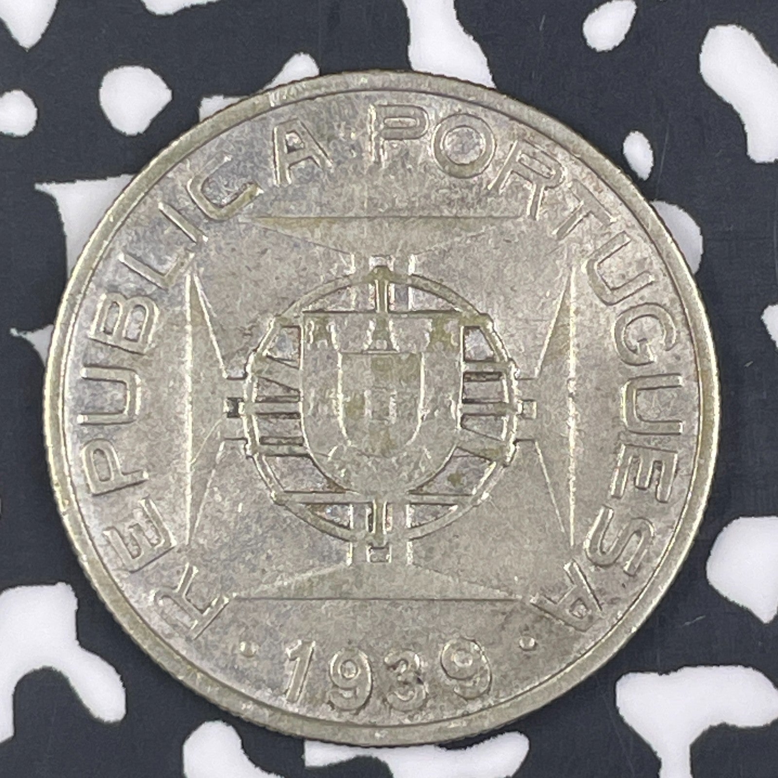 1939 St. Thomas & Prince 5 Escudos Lot#C9438 Silver! Scarce! Old Cleaning