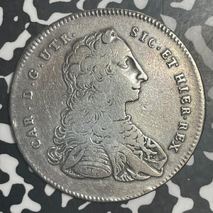 1750 Italy Naples & Sicily 120 Grani Lot#JM9135 Large Silver! Old Cleaning