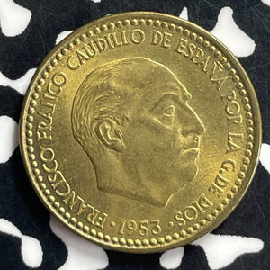 1953 (56) Spain 1 Peseta Lot#T7175 High Grade! Beautiful!