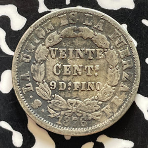 1876 Bolivia 20 Centavos Lot#T5111 Silver!
