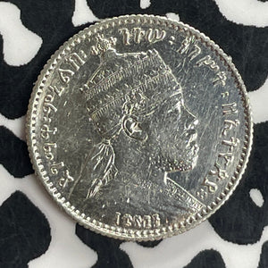 EE 1895-A (1902-1903) Ethiopia 1 Gersh Lot#T8193 Silver! KM#12