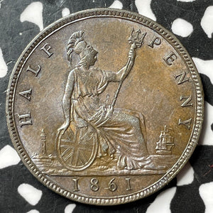 1861 Great Britain 1/2 Penny Half Penny Lot#E0106 High Grade! Beautiful!