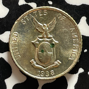 1938-M U.S. Philippines 10 Centavos Lot#T5258 Silver! High Grade! Beautiful!