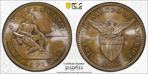 1905 U.S. Philippines 1 Centavo PCGS MS64BN Lot#G9209 Choice UNC!