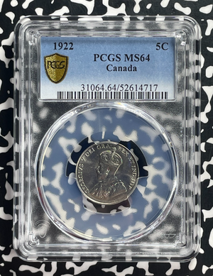 1922 Canada 5 Cents PCGS MS64 Lot#G730 Choice UNC!