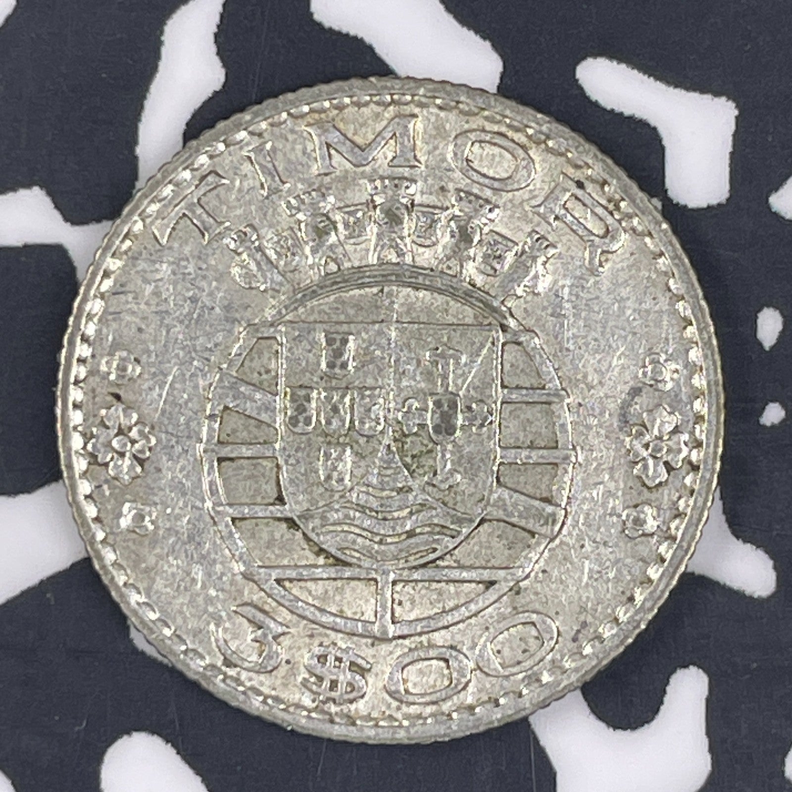 1958 Timor 3 Escudos Lot#C9398 Silver!
