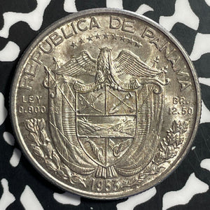 1953 Panama 1/2 Balboa Half Balboa Lot#E8007 Silver! High Grade! Beautiful!