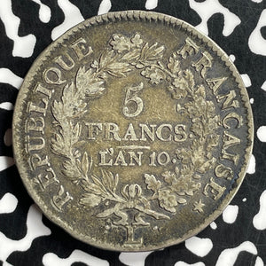 LAN 10 (1801-1802)-L France 5 Francs Lot#JM9725 Large Silver!